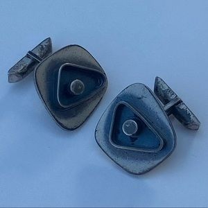 Vintage Modernist LUSTIG Sterling Silver Cufflinks